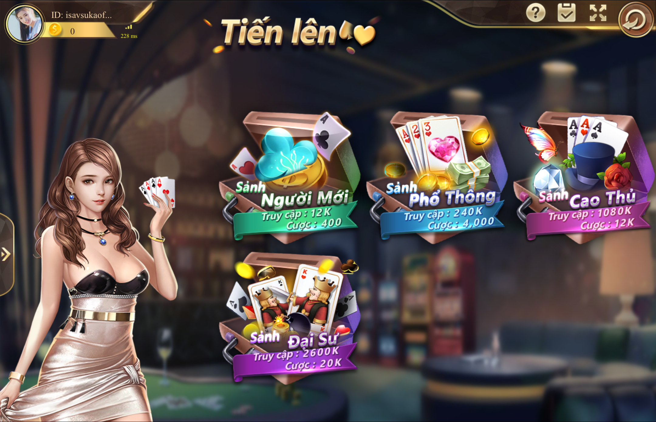 Bắt đầu đánh game bài Tiến lên tại hệ thống 