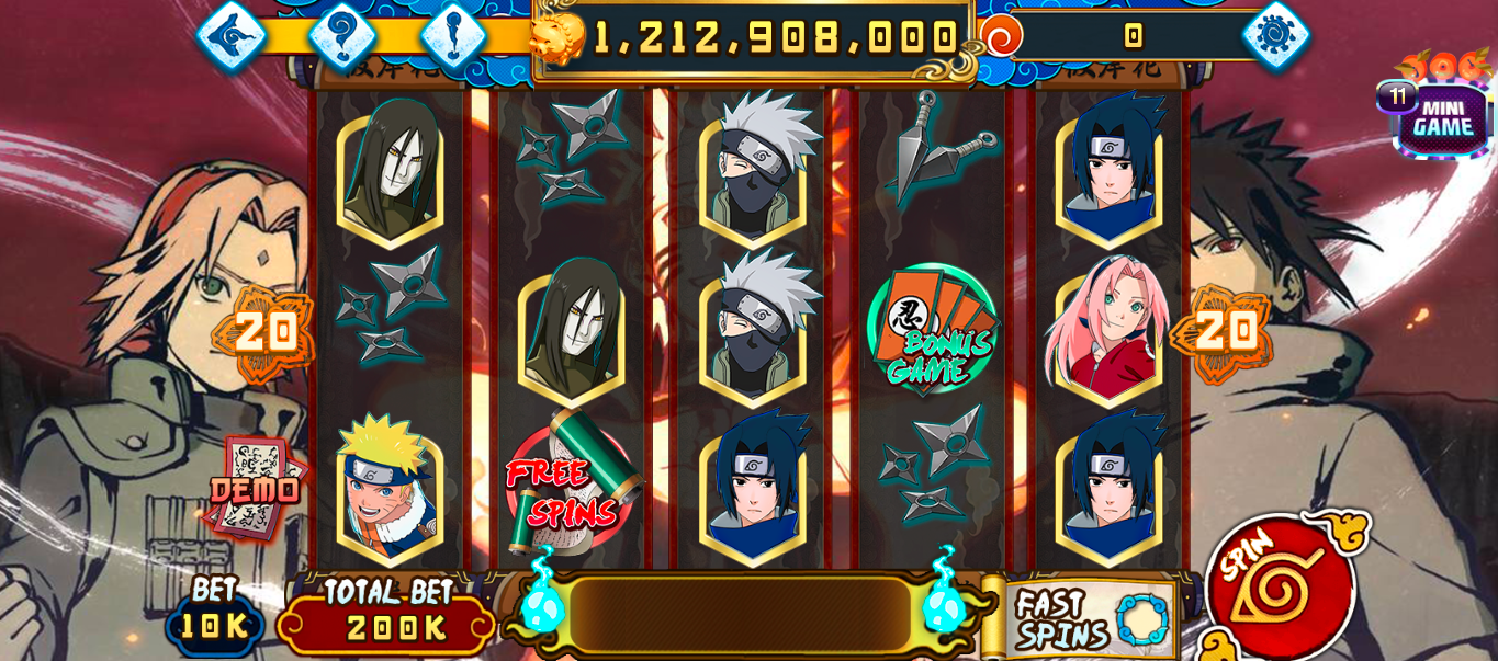 Chú ý vào luật chơi Naruto Slots tại 789Club web